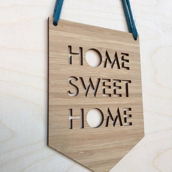 Home Sweet Home Wooden Wall Pennant Sign SVG DXF Template
