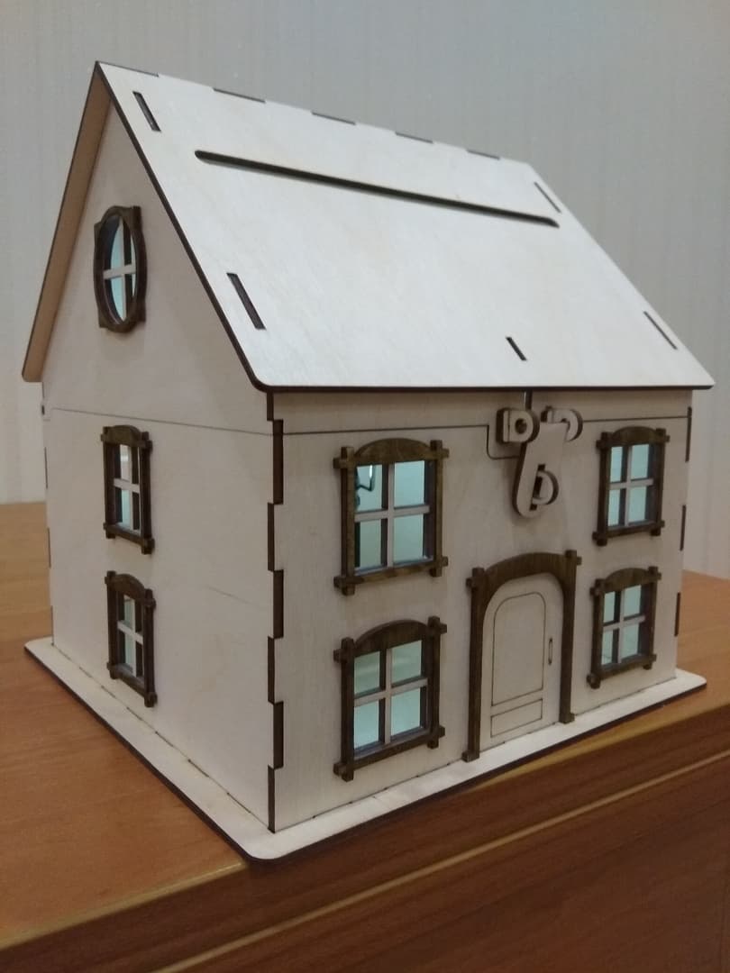 House Piggy Bank Laser Cut Vector Plan (SVG, DXF, CDR)