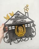 House Shaped Key Holder with Horseshoe Design Laser Cut Vector