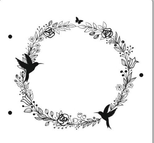 Hummingbird and Floral Wreath Vector File for Laser Cutting