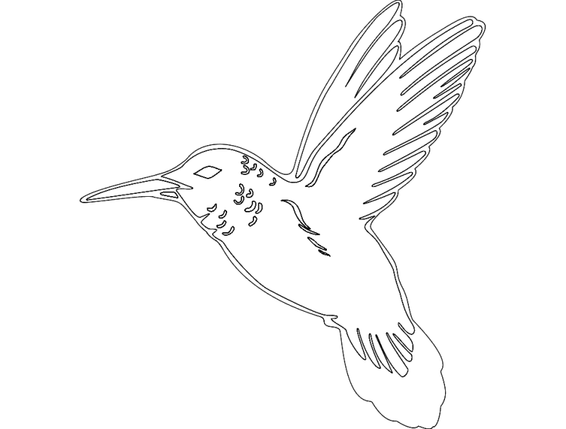 Hummingbird Vector Silhouette for Laser Cutting DXF File