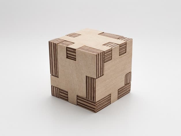 Interlocking 3D Wooden Cube Puzzle Laser Cut DXF File