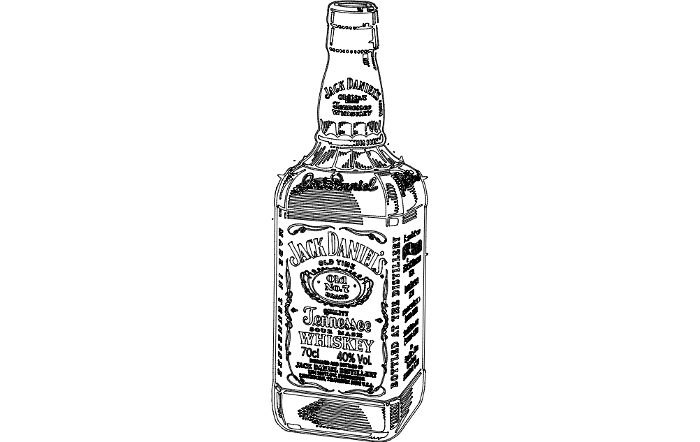 Jack Daniel's Whiskey Bottle Vector Design for Laser Cutting