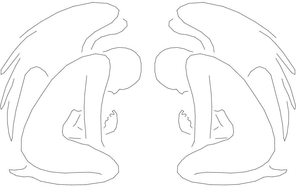 Kneeling Angels Silhouette Vector File for Laser Cutting