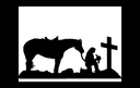 Kneeling Cowboy at Cross with Horse Vector DXF File