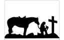 Kneeling Cowboy with Horse at Cross Vector Design DXF