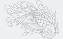 Koi Fish Swimming in Waves Vector Design (DXF)