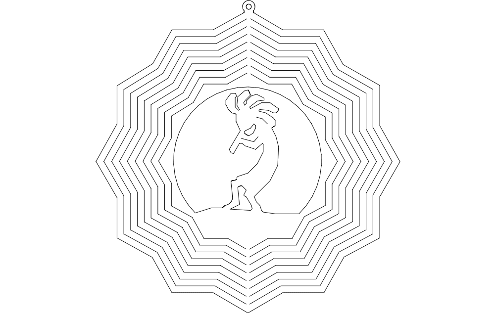 Kokopelli Wind Spinner Laser Cut Vector Template DXF