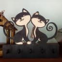Laser Cut Cat Couple Key Holder Wall Decor DXF CDR SVG