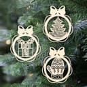 Laser Cut Christmas Ornaments Set with Bows DXF SVG CDR