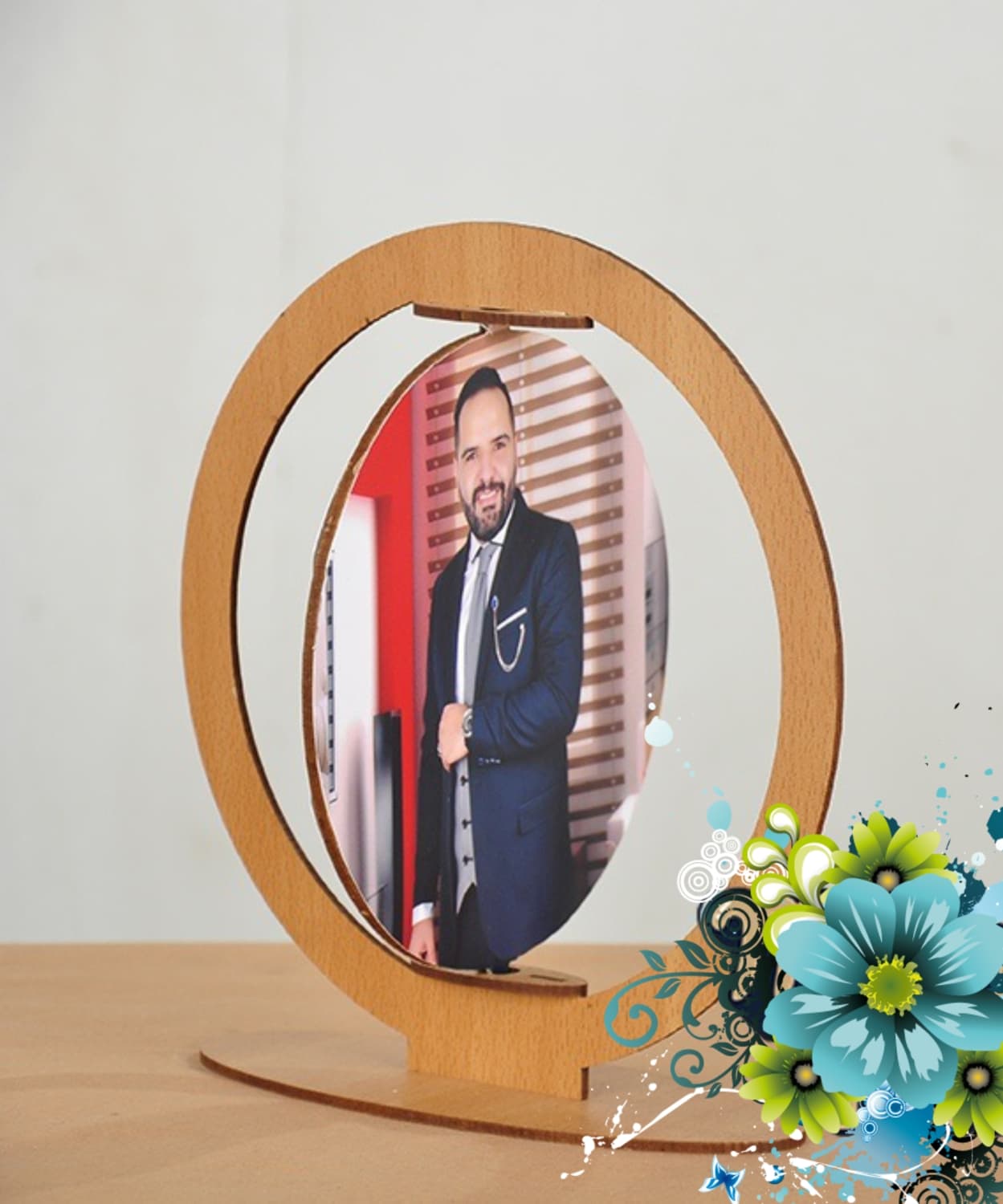 Laser Cut Rotating Oval Picture Frame Vector Template CDR DXF