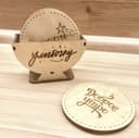 Laser Cut Round Coffee Coasters with Holder Vector Design