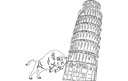 Leaning Tower of Pisa and Charging Bull Vector DXF Design