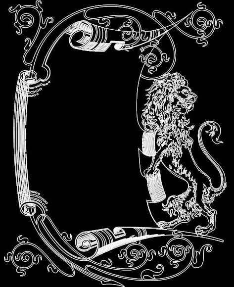 Lion Heraldic Scroll Frame Vector File for Laser Cutting