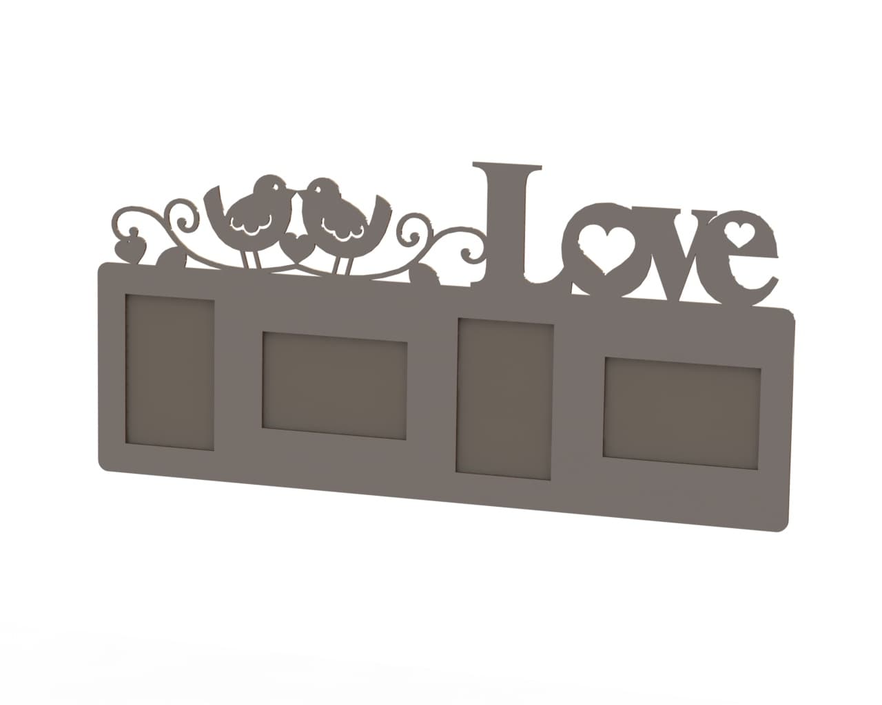Love Picture Frame with Birds Laser Cut Vector File