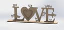 LOVE Tabletop Sign with Heart and Butterflies Laser Cut Vector File