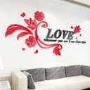 Love Wall Decor with Flowers and Butterflies Free Vector File