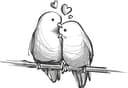 Lovebirds on Branch Sketch Vector for Laser Cutting