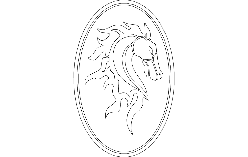 Majestic Horse Head in Oval Frame Laser Cut Vector DXF