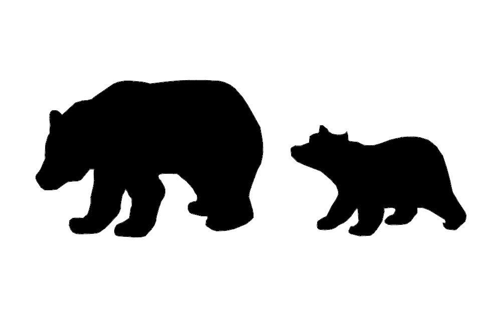 Mama Bear and Cub Silhouette Vector File DXF