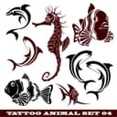 Marine Life Tattoo Style Vector Set - Free SVG DXF Files