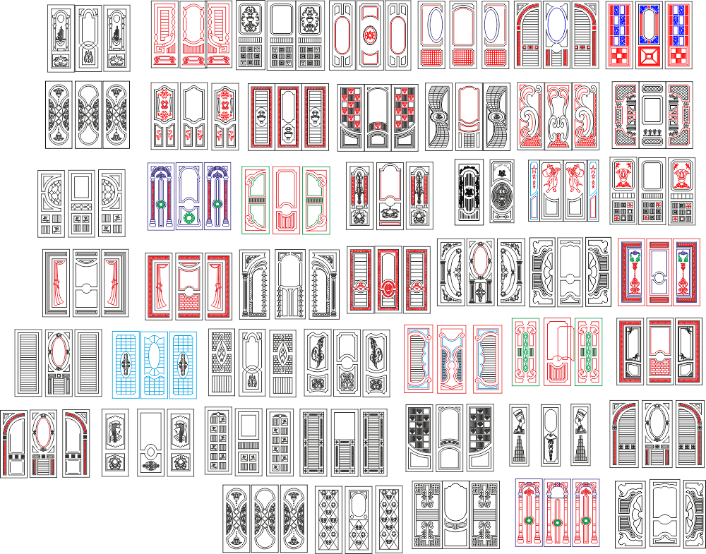 Mega Pack of Modern Door Designs for CNC Router - CDR Vector File