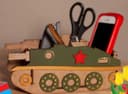 Military Tank Desk Organizer Vector File for Laser Cutting