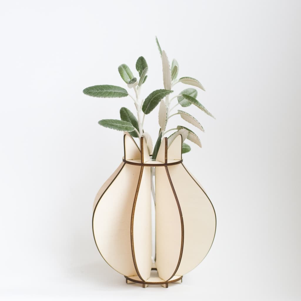 Minimalist Wooden Tulip Vase Laser Cut SVG File