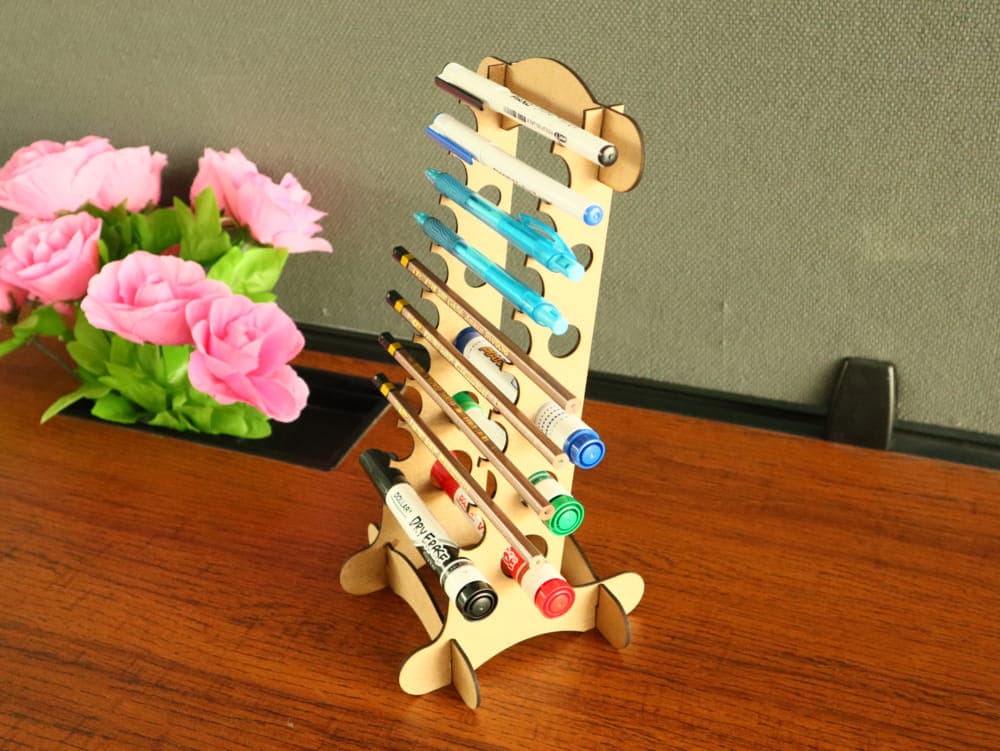 Modern Desktop Pen Stand Laser Cut Vector File