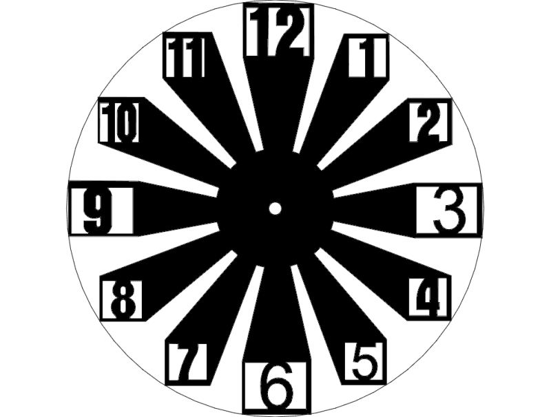 Modern Minimalist Clock Face Vector Design DXF File