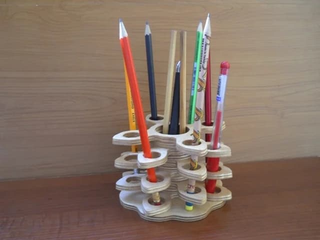Modern Multi-Layered Pencil Holder Laser Cut Vector Design