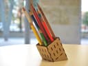 Modern Slanted Pencil Holder Laser Cut Vector DXF File