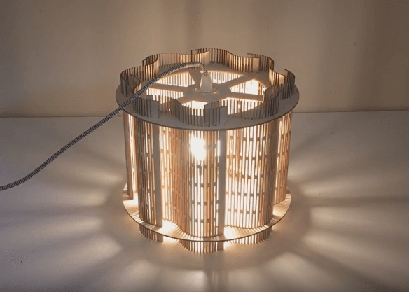 Modern Slatted Wooden Lampshade Laser Cut Vector DXF