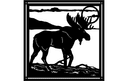 Moose in Wilderness Silhouette Vector File for CNC DXF