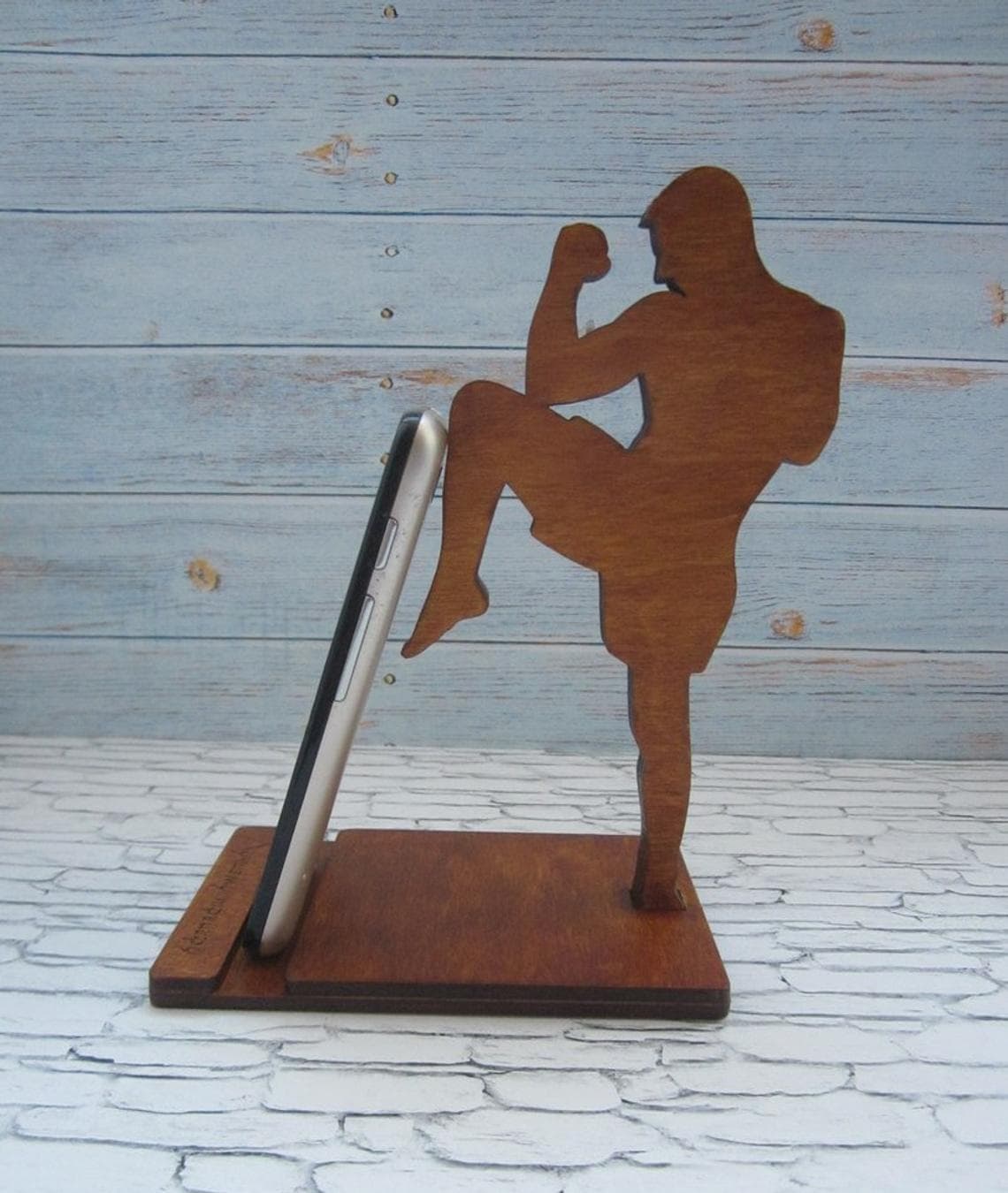 Muay Thai Boxer Phone Stand Laser Cut Vector File