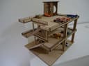 Multi-Level Wooden Garage Play Station with Clock Tower