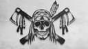 Native American Skull with Tomahawks DXF Vector File