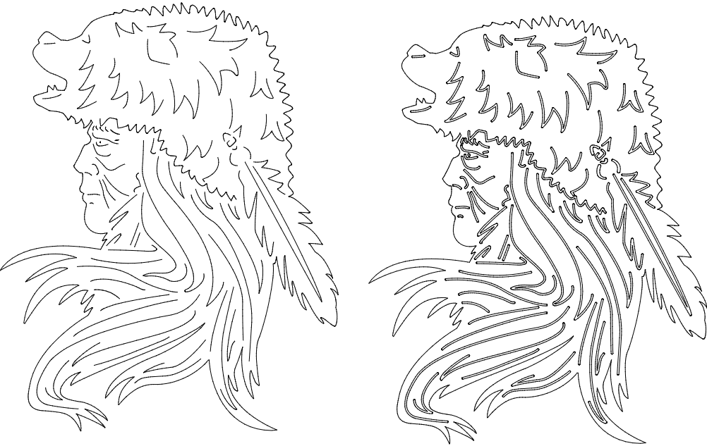 Native American Warrior in Bear Headdress DXF Vector for Laser