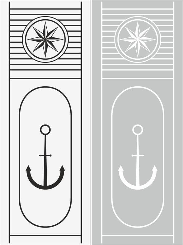 Nautical Anchor and Compass Glass Etching Pattern Vector