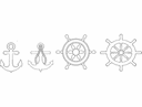 Nautical Anchor and Ship Wheel Set DXF Vector File