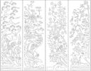 Oriental Floral Screen Panels Vector Set for Laser Cutting