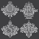 Ornamental Monogram Letters Q R S T Vector for Laser Cutting