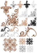 Ornate Baroque Floral Corner & Ornament Set Vector DXF CDR