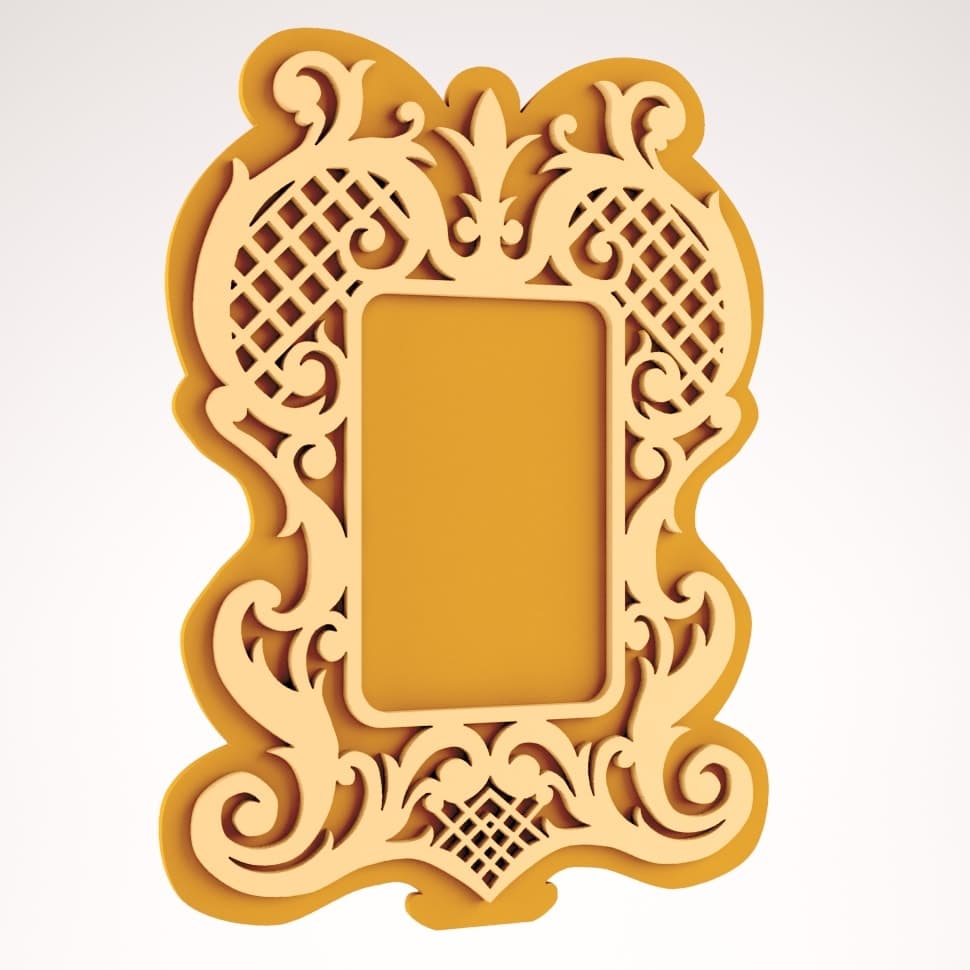 Ornate Baroque Mirror Frame Laser Cut Vector DXF File