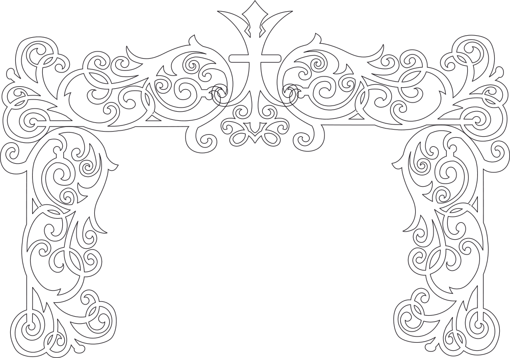 Ornate Baroque Scrollwork Arch Frame Vector for Laser Cutting