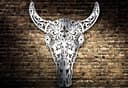 Ornate Bull Skull Wall Art Vector Laser Cut DXF File