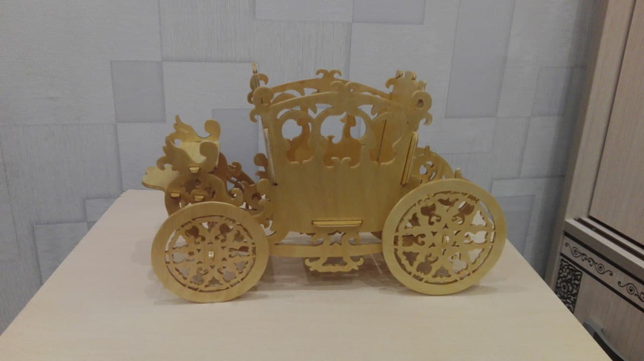 Ornate Cinderella Carriage Candy Box & Planter DXF CDR SVG Vector