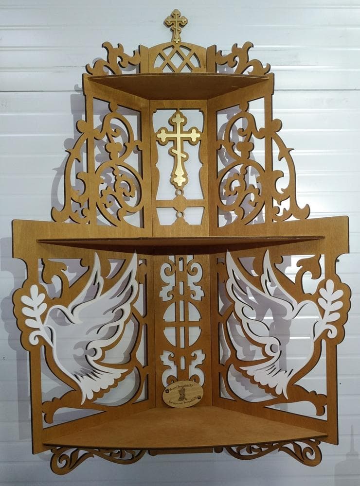 Ornate Corner Iconostasis Shelf Laser Cut Vector File