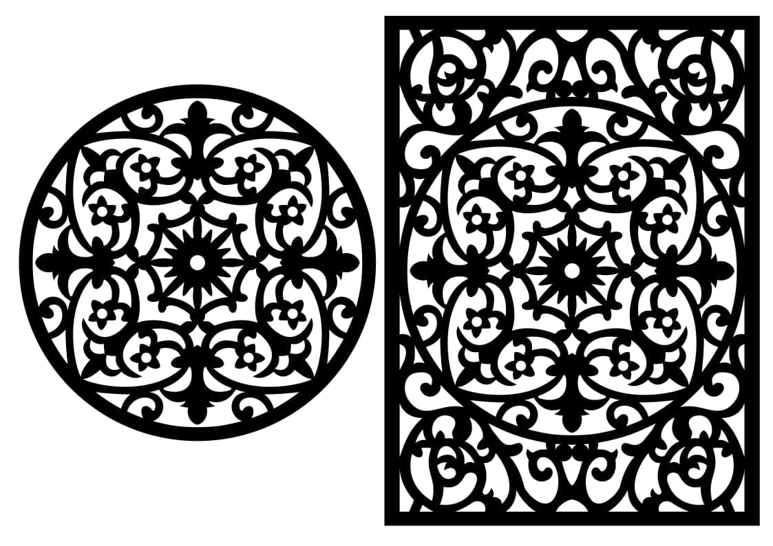 Ornate Decorative Mandala Wall Panels SVG DXF Vector Templates