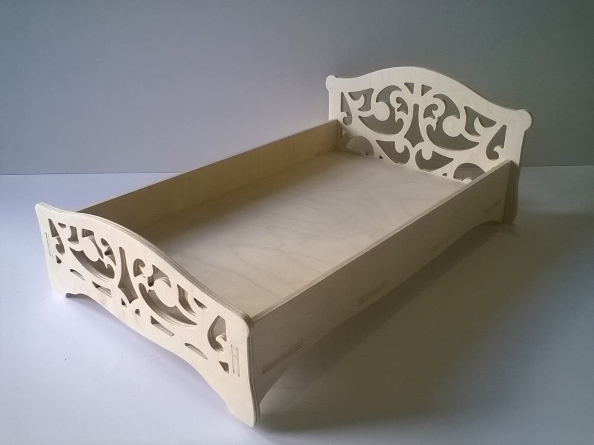 Ornate Doll Bed Laser Cut Vector File DXF